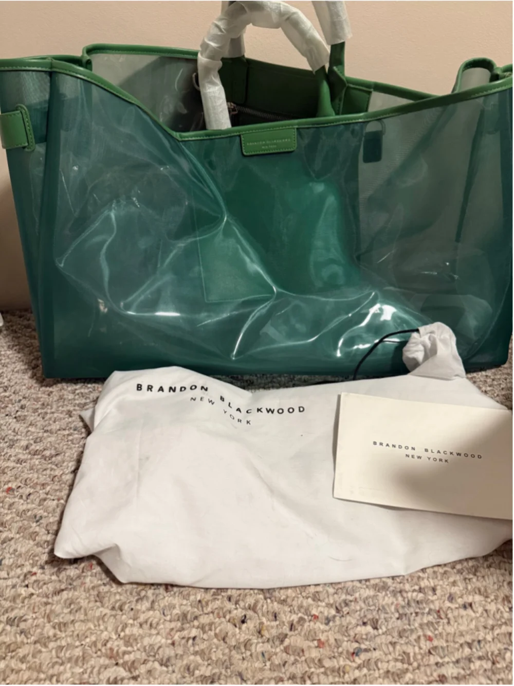 NEW Brandon Blackwood Green Market Mesh PVC Tote Jumbo Duffle Crossbody